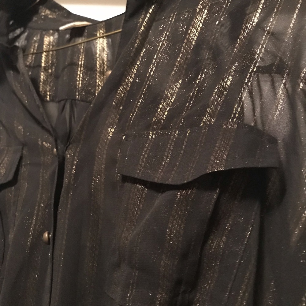 Black and gold striped blouse